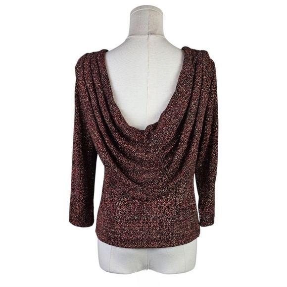 Vintage 80s/90s JBS Ltd Draped Cowl Neck Metallic Knit Top – Made in USA Size M - Picture 4 of 8